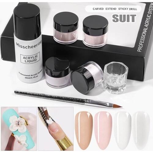 Nail Acrylic Powder and Liquid Monomer Nails Art Decoration For Manicure Set Kit Crystal Nail Glitter DIY Nail Tips Carving Tool