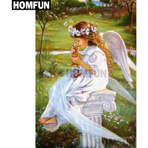 HOMFUN Full Square/Round Drill 5D DIY Diamond Painting "Angel girl" Embroidery Cross Stitch 5D Home Decor Gift A01921