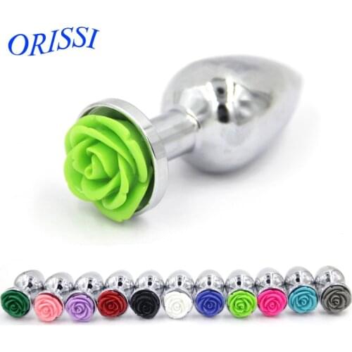 ORISSI Rose Flower Anal Plug Stainless Steel Butt Plug Sex Toys For Women Men Gay Anal Sex Product Metal Ass Plug
