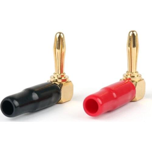 Areyourshop Right Angle Banana Plug Speaker Cable Connector Screw Type Free Solder 2/8/20PCS Wholesale Connector