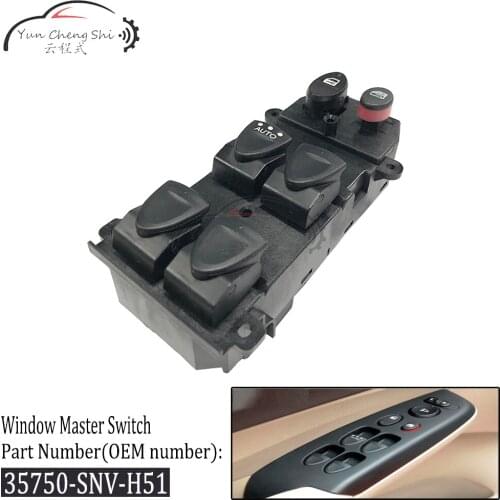 Car Auto ABS Front Left Driver Side Electric Power Window Master Switch Button 35750SNVH51 For Honda Civic 2006 2007 2008-2010
