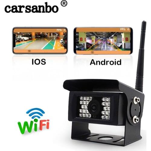 Carsanbo Truck Bus Forklift Excavator Wireless WIFI Rear view Reverse Camera 12V-24V Support Andorid and IOS Phone 100M Distance