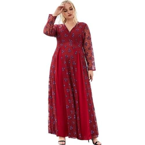 Elegant Party Evening Lace Long Dress Muslim Women Hollow Out High Waist Maxi Robe Arabic Abaya Islamic Ramadan Middle East Gown