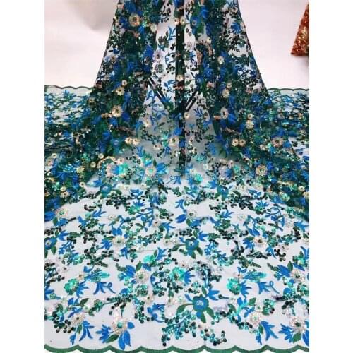 Hot Sale Nigerian Sequins Lace Fabrics 2019 High Quality African Lace Fabric Wedding French Tulle Lace Material For Dress AFFJF