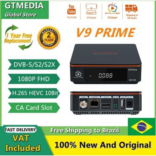 GTMEDIA V9 Prime Satellite Receiver 1080P HD Satellite Decoder DVB-S/S2/S2X TV Box Auto Biss Key H265 10bit Multimedia Player
