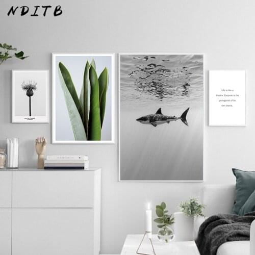 NDITB Green Leaf Flower Canvas Art Poster and Print Nordic Style Home Decoration Minimalist Abstract Painting Decorative Picture
