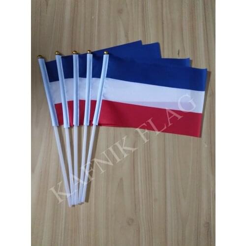 KAFNIK,5pcs 14*21cm Yugoslavia Fabric hand Flags National hand Flag with Pole for advertisement decoration, free shipping