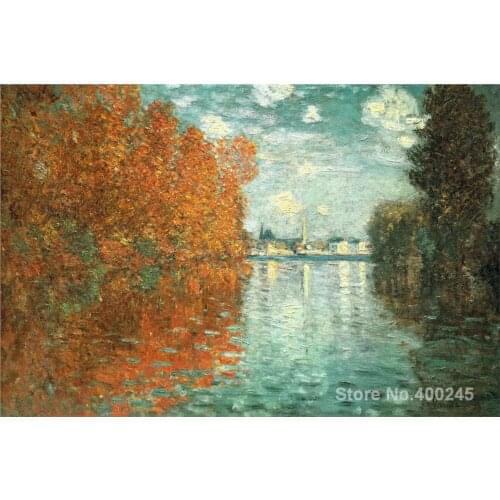 Landscape Oil Painting Autumn Effect at Argenteuil by Claude Monet Room decor Hand painted High quality