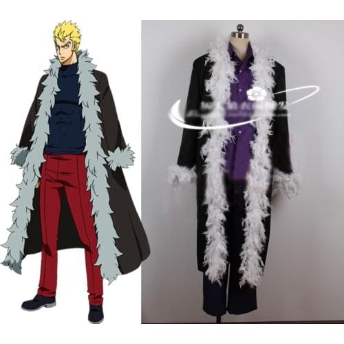 Fairy Tail Laxus Dreyar Anime Cosplay Costume arnival Costume full set top+pant+long coat