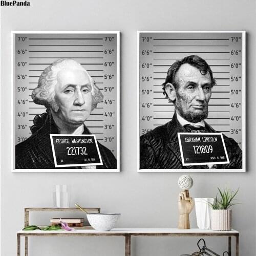 Mug Shot Money George Washington Poster Paintings On Canvas Modern Art Decorative Wall Pictures Home Decoration