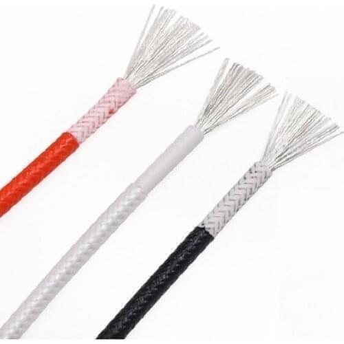 Square 0.5mm Fiberglass Silicone Braided High Temperature Wire Rubber Flame Retardant Tinned Copper Cable-5/10Meters