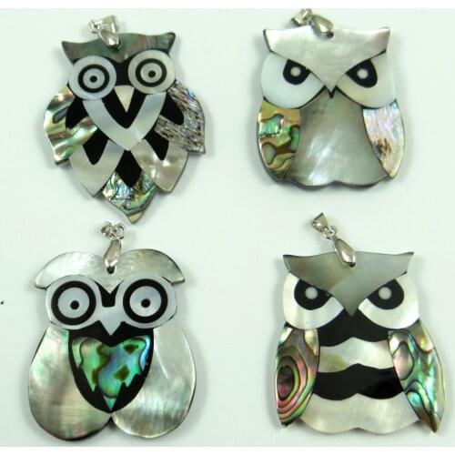 Fashion Design Natural Abalone Shell Owl Charms Pendant necklace for women Jewelry Making jewelry DIY Findings Free shipping