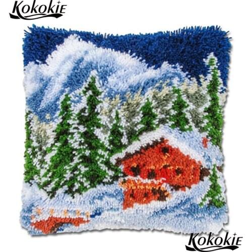 Latch hook rug kits cross stitch kits cushion handmade embriodered mats Snow scene 3d carpet handicraft needlework sets