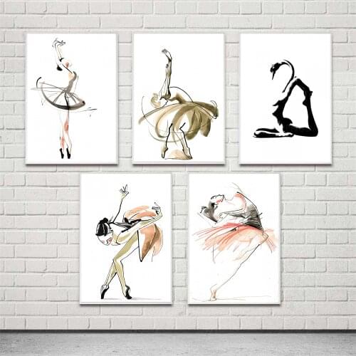 Wall Art Pictures Minimalist Canvas Posters Ballet Dancer Home Decoration Abstract Figure Modular Painting HD Print For Bedroom