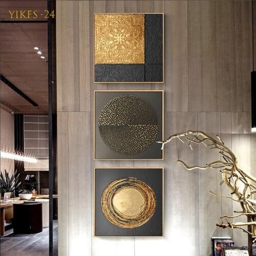 Nordic Abstract Stripes Golden Art Wall Poster Decoration Painting Canvas And Mural Art Prints Living Room Decoration