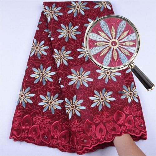 Newest Red African Dry Lace Fabric Top Sale Swiss Voile Cotton Lace Fabric Latest Swiss Voile Lace In Switzerland For PartyF1563