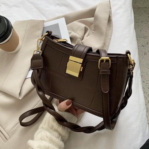 Solid Color Thick Leather Crossbody Bags For Women 2021 Summer Shoulder Cross Body Bag Ladies Handbags