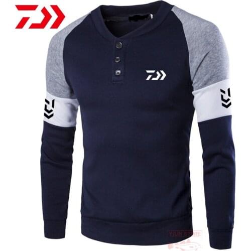 DAIWA Autumn Mens Fishing Long-sleeved Leisure Outdoor Breathable T-shirt XL Cotton Comfortable Fishing Sports Cashmere T-shirt