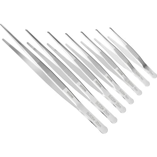 Stainless Steel 304 Tweezers Round Head Clamps Medical Tweezer Electronic Repair Tool Forceps Precision Thicken Industrial Grade