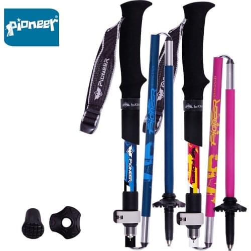 Pioneer Outdoor Hiking Pole Carbon Fiber Walking Sticks Adjustable Folding Nordic Sticks Cane 5-section Climbing Trekking Poles