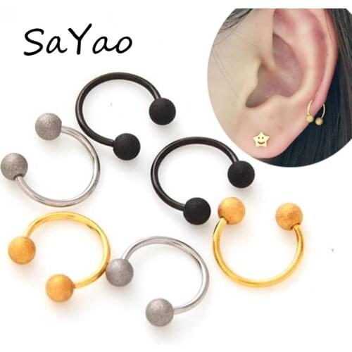 SaYao 1 Piece 20G 0.8mm Stainless Steel Circular Barbells Horseshoe Nose Ring Polished Tragus Helix Earring Body Jewelry
