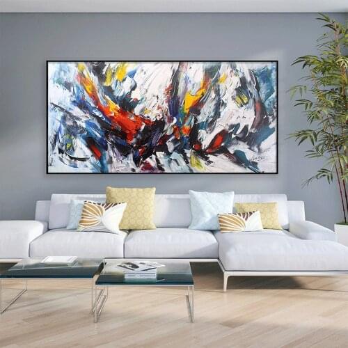 Nordic Abstract Hand Drawn Thick Oil Painting Colorful Canvas Paintings Wall Art Picture Poster For Living Room Home Decor