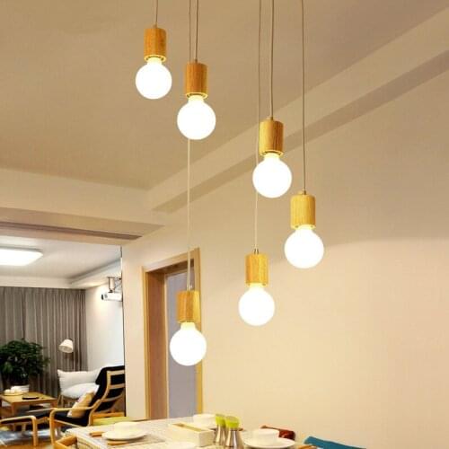 Nordic Pendant Light Woden Pendant Lamp For Home Lighting Modern Hanging Lamp Aluminum Lampshade LED Bulb Kitchen Light E27
