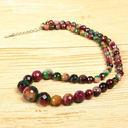 Align regular beads with a blend of darker and lighter colors Seven Color Jasper necklace, your girlfriend must like it