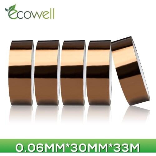 Ecowell 5pcs Width 6/10/20/25/30mm Kapton tpae Kapton-Type Heat Resistant High Temperature Polyimide Tape Insulation 33m