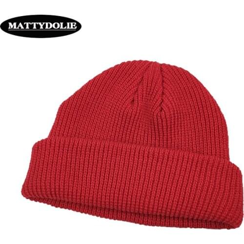 MATTYDOLIE Knit Cap Solid Color Autumn Winter Hat Men Short Head Cap Outdoor Warm Melon Cap Street Head Cap Woman