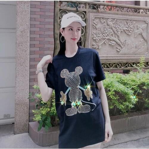 Hot Drill Woman new tshirts cotton Diamond stone high quality Women short sleeve tops pullover t shirt top