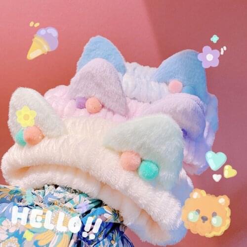 Wash Face Women Girls Hairbands Soft Warm Cloth Animal Ears Headbands Headwear Hair Bands Turban Hair Accessories Solid Color