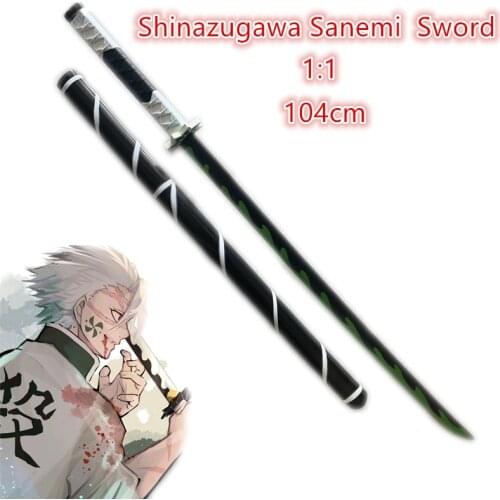1:1 Shinazugawa Sanemi Sowrd 104cm Demon Slayer Cosplay Sword Anime Ninja Knife Kimetsu no Yaiba Sword Weapon PU Prop Model