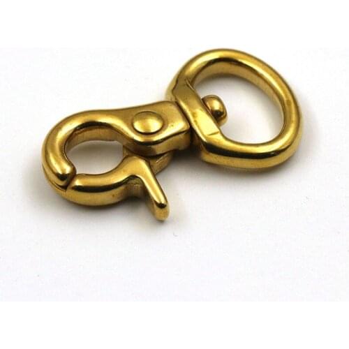 1pcs Brass Bag Snap Hook Swivel Eye Fob Clip Lobster Claw Trigger Clasp for Leather Craft Bag Strap Belt Webbing Keychain