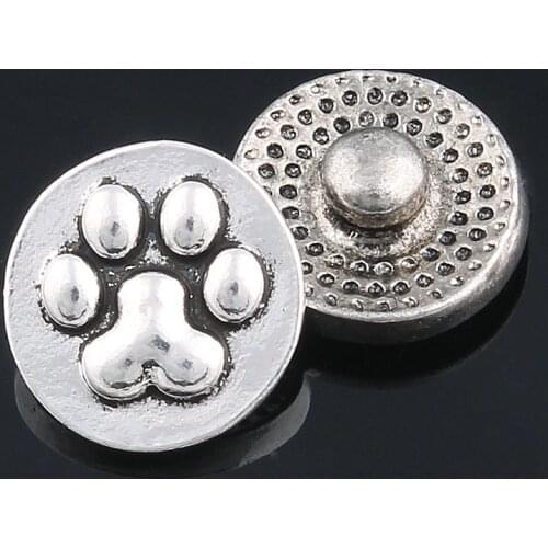 10pcs/lot New Arrival Footprint Paw Snaps Button Fit 12mm Xinnver Snaps Jewelry Bracelet For Women Jewelry ZL014