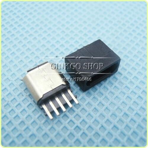 1000sets/lot 2 in 1 Micro USB 5P female jack,Micro USB Connector Tail Charging 5Pin V8 port Soldering wire