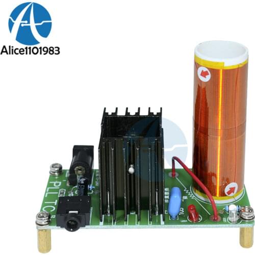 15W Mini Music Tesla Coil Plasma Speaker Tesla Arc Generator Resonant Wireless Transmission DC 15V-24V 2A Plasma Stereo Speaker