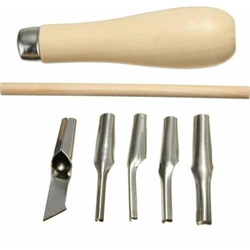 Lino Block Cutting Rubber Stamp Carving Tools with 5 Blades Bits for Print Making DIY Sculpture Home Accessories