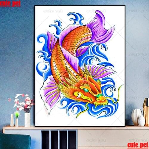 5d diamond embroidery Koi Fish Dragon diamond painting cross stitch full square round Drill DIY New arrival mosaic decor puzzle