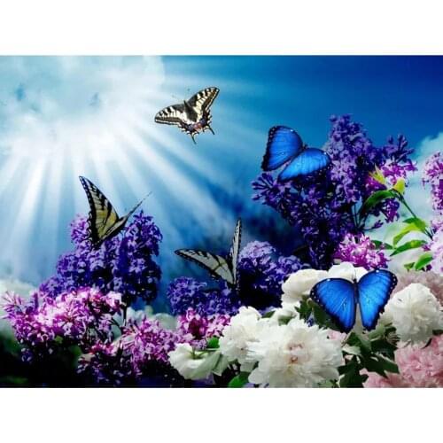 5D DIY Diamond Painting Butterfly Flower Cross Stitch Kit Full Drill Square Round Embroidery Mosaic Picture Rhinestones Decor