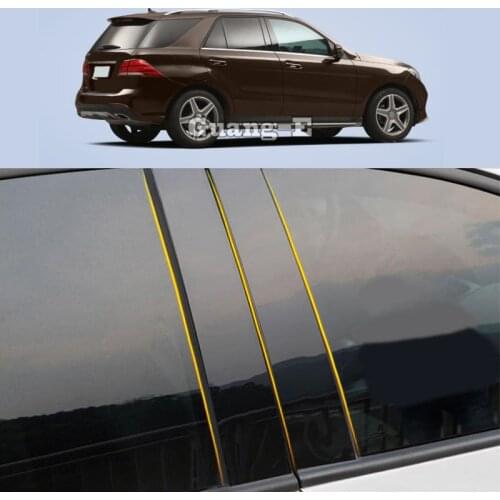 Car PC Material Pillar Post Cover Door Trim Window Piano Black Molding Sticker Plate 6pcs For Benz GLE 2015-2019