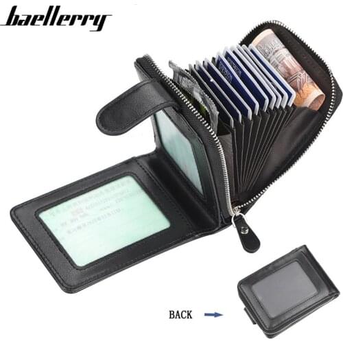 Baellerry Many Departments Credit Card Holder Wallet Men Fashion Leather Cardholder Purse Extendable Business Card Case Purses