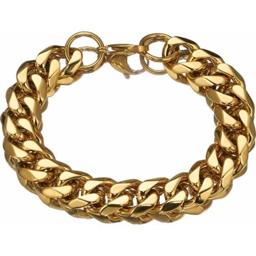 Fashion Bracelets For Men Women Stainless Steel Curb Cuban link Chain Silver Color Gold Color Bracelets Men Fashion Jewelry