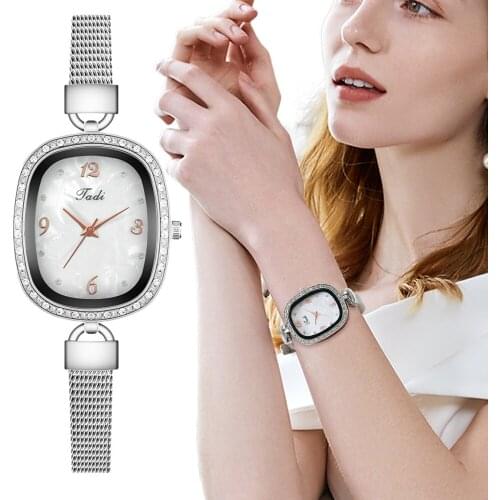 Classic Silver Women Fashion Watches Minimalist Square Ladies Wristwatches Simple Stainless Steel Mesh Strap Woman Quartz Clock