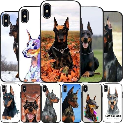 Doberman dog black Silicone Phone Case For iPhone 12 XR XS Max 5 5S SE 2020 6 6S 7 8 PLUS X 11Pro Max 11 Cover
