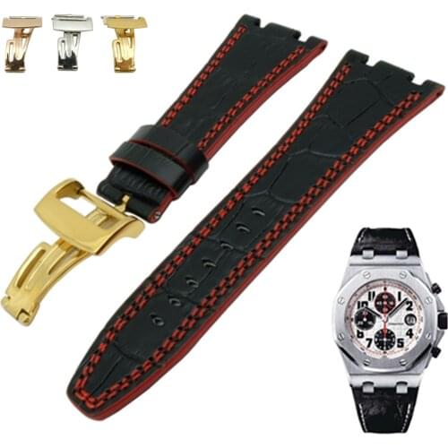 For Audemars 100% New 28 mm Genuine Leather handmade watch band Strap And Buckle Clasp For AP And Screw And Screwdriver