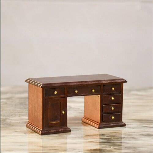 G05-X5097 children baby gift Toy 1:12 Dollhouse mini Furniture Miniature brown color Computer desk 1pcs