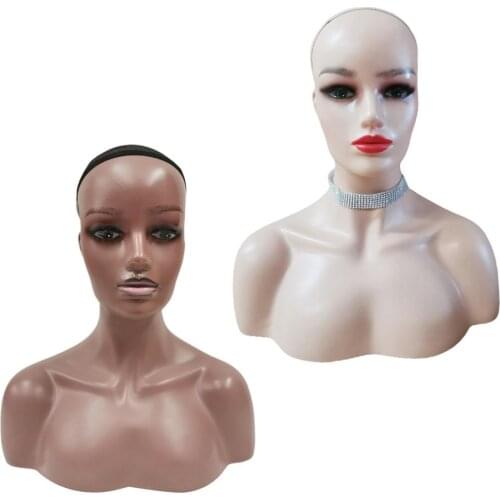 Mannequin Head With Shoulder Female Mannequin Head For Wig Making Hat Display Manikin Head For Practice