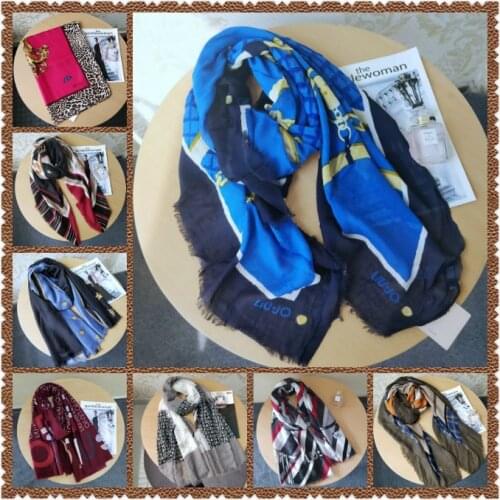 Italian fashion popular logo ladies luxury scarf shading shawl printing design of double purpose scarf neck show temperament