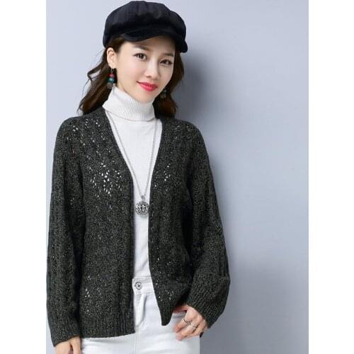 2020 Summer Hollow Out Knitted Cardigan Sweater Casual Long Sleeve Female Open Stitch Ladies Thin Cardigans Outwear Femme Top
